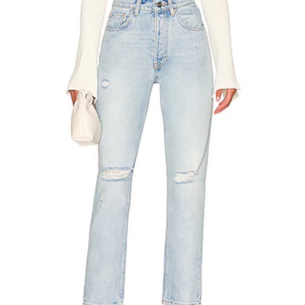 ANINE BING Sonya High Rise Ankle Slim Distressed Jeans NWT